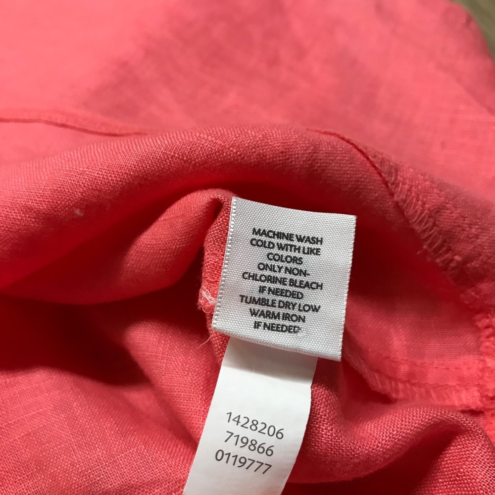 J. Jill Love Linen Shift Dress Womens Size XL Pink Short Sleeve V-Neck Summer - Picture 9 of 12